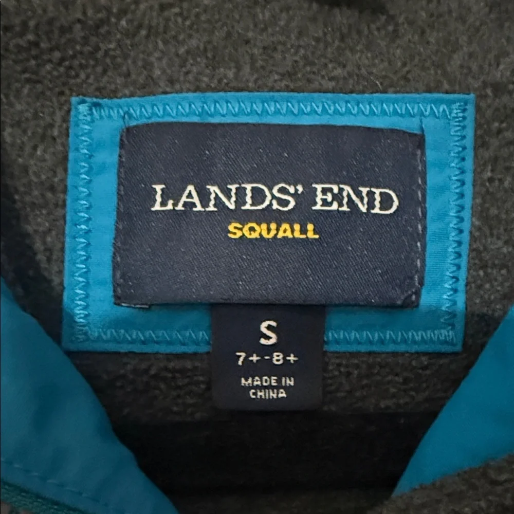 Lands' End Kids' Squall WATERPROOF/WINDPROOF Two-Tone Blue Hooded Puffer Jacket